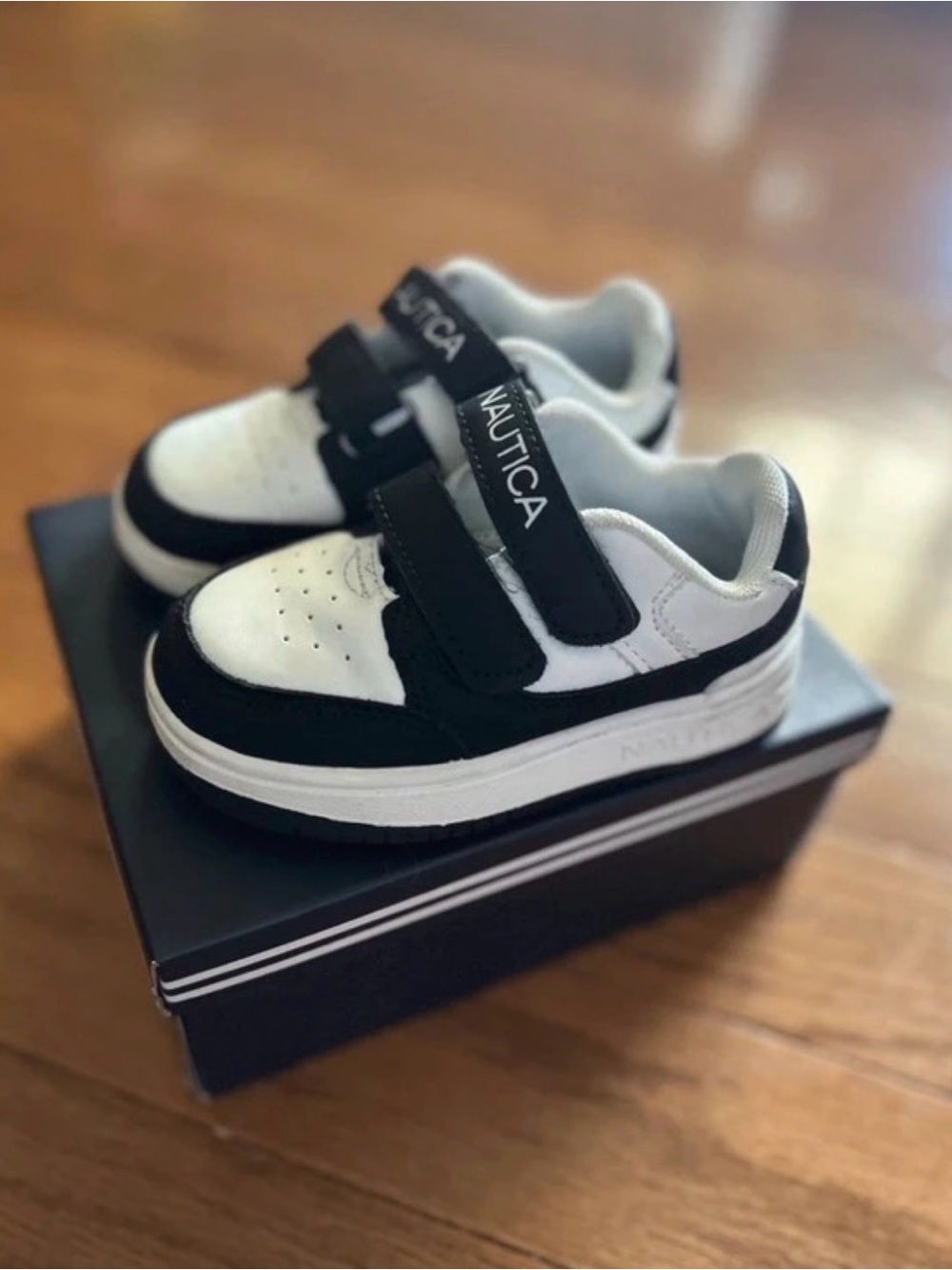 Nautica toddler Black and White Dual-Strap Sneakers